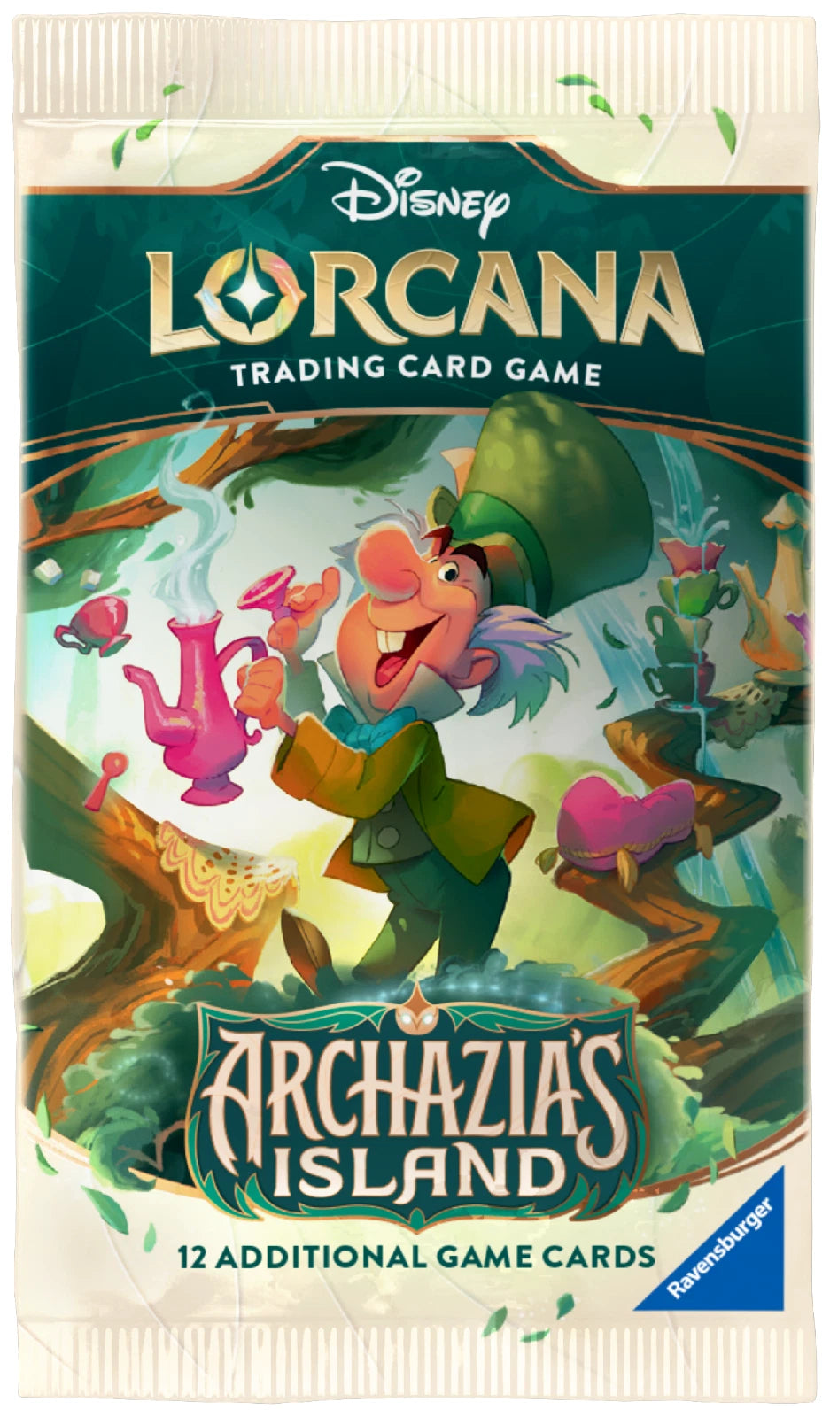 Trading card game pack featuring Disney Lorcana with a character and 'Archazzia's Island' text.